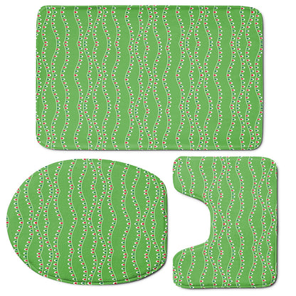 Merry Christmas Lights Pattern Print 3 Piece Bath Mat Set