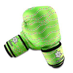 Merry Christmas Lights Pattern Print Boxing Gloves