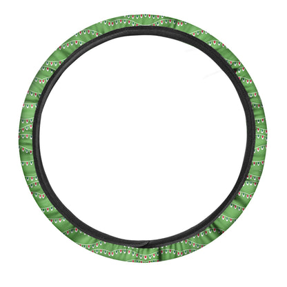 Merry Christmas Lights Pattern Print Car Steering Wheel Cover