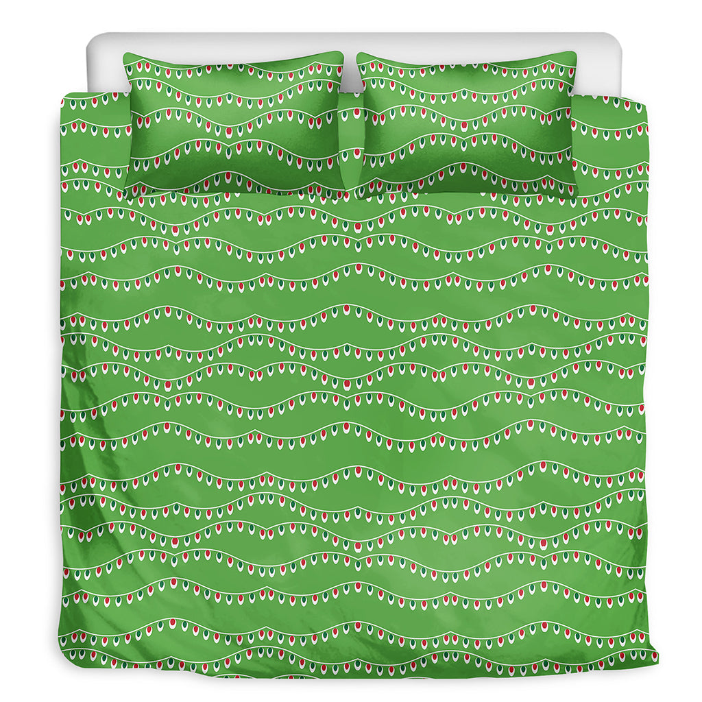 Merry Christmas Lights Pattern Print Duvet Cover Bedding Set