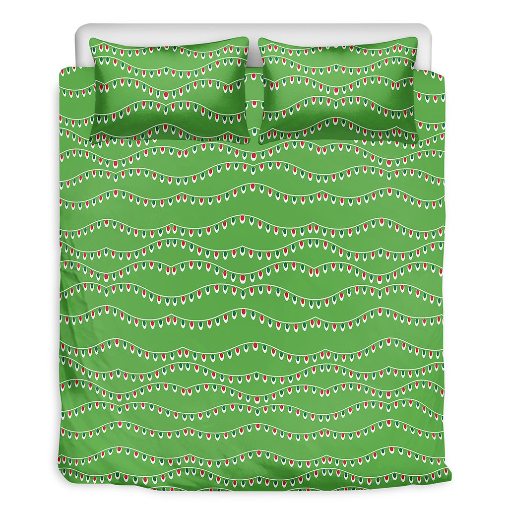 Merry Christmas Lights Pattern Print Duvet Cover Bedding Set