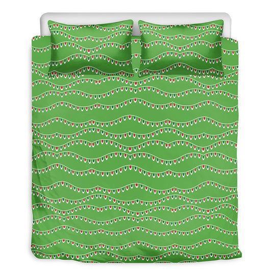 Merry Christmas Lights Pattern Print Duvet Cover Bedding Set