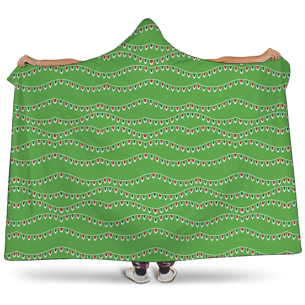 Merry Christmas Lights Pattern Print Hooded Blanket