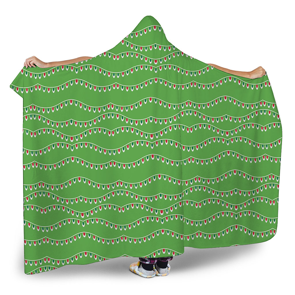 Merry Christmas Lights Pattern Print Hooded Blanket