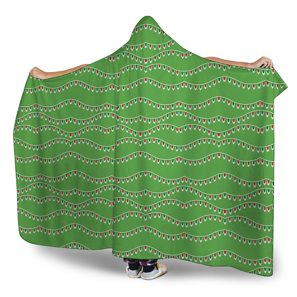 Merry Christmas Lights Pattern Print Hooded Blanket