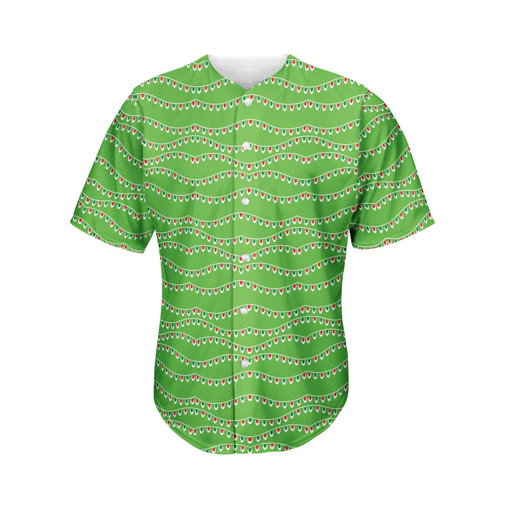 Merry Christmas Lights Pattern Print Men's Baseball Jersey