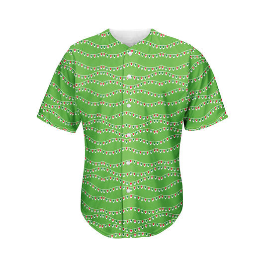 Merry Christmas Lights Pattern Print Men's Baseball Jersey