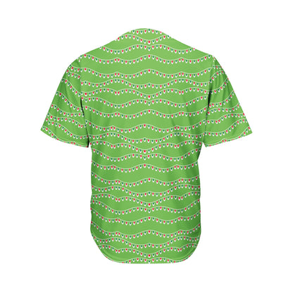 Merry Christmas Lights Pattern Print Men's Baseball Jersey