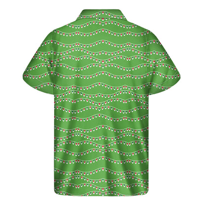 Merry Christmas Lights Pattern Print Men's Short Sleeve Shirt