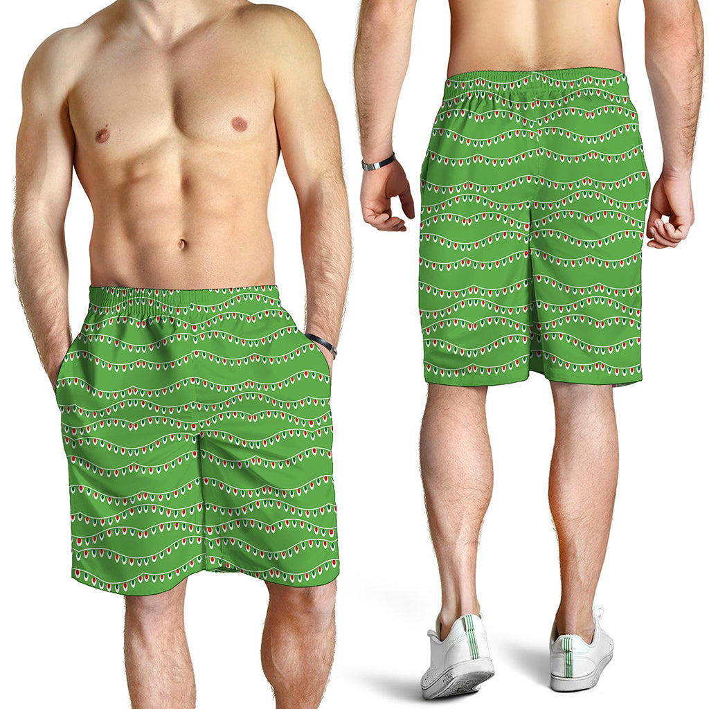 Merry Christmas Lights Pattern Print Men's Shorts