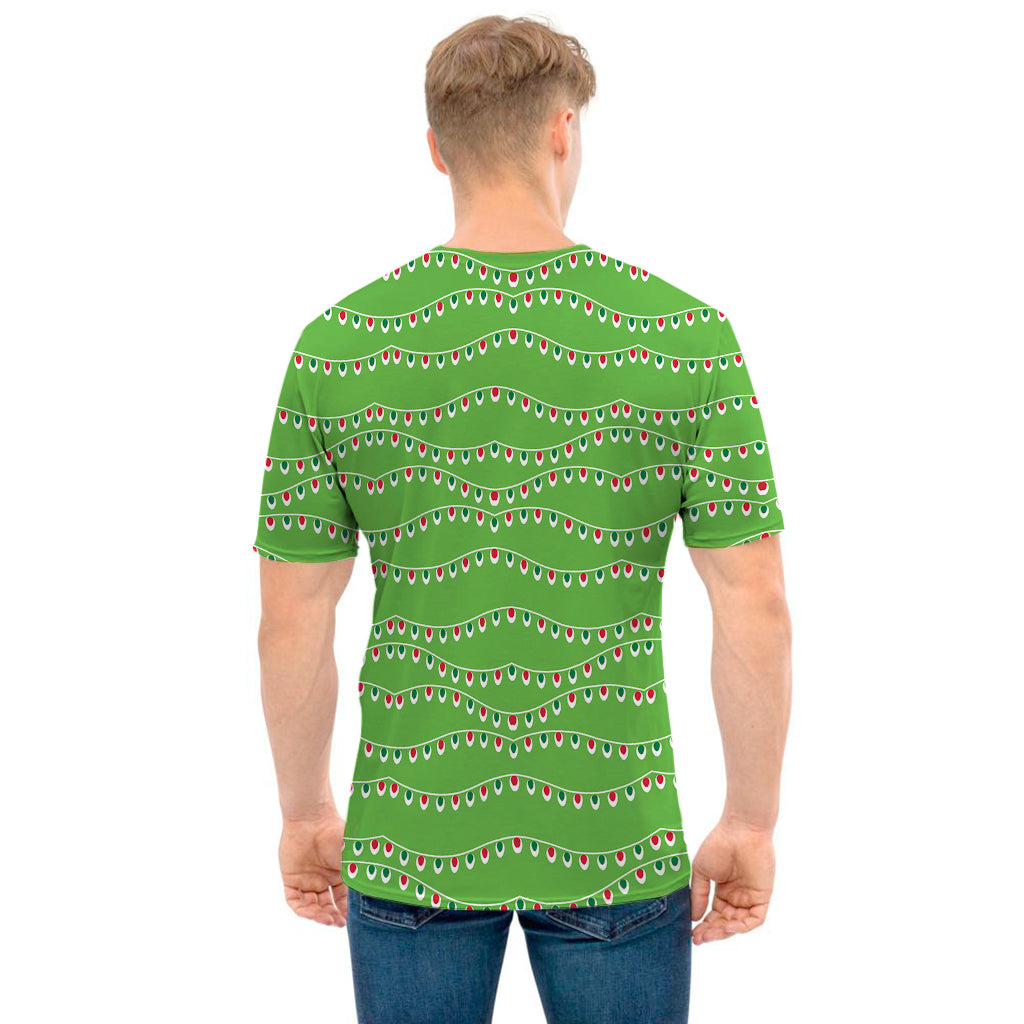 Merry Christmas Lights Pattern Print Men's T-Shirt