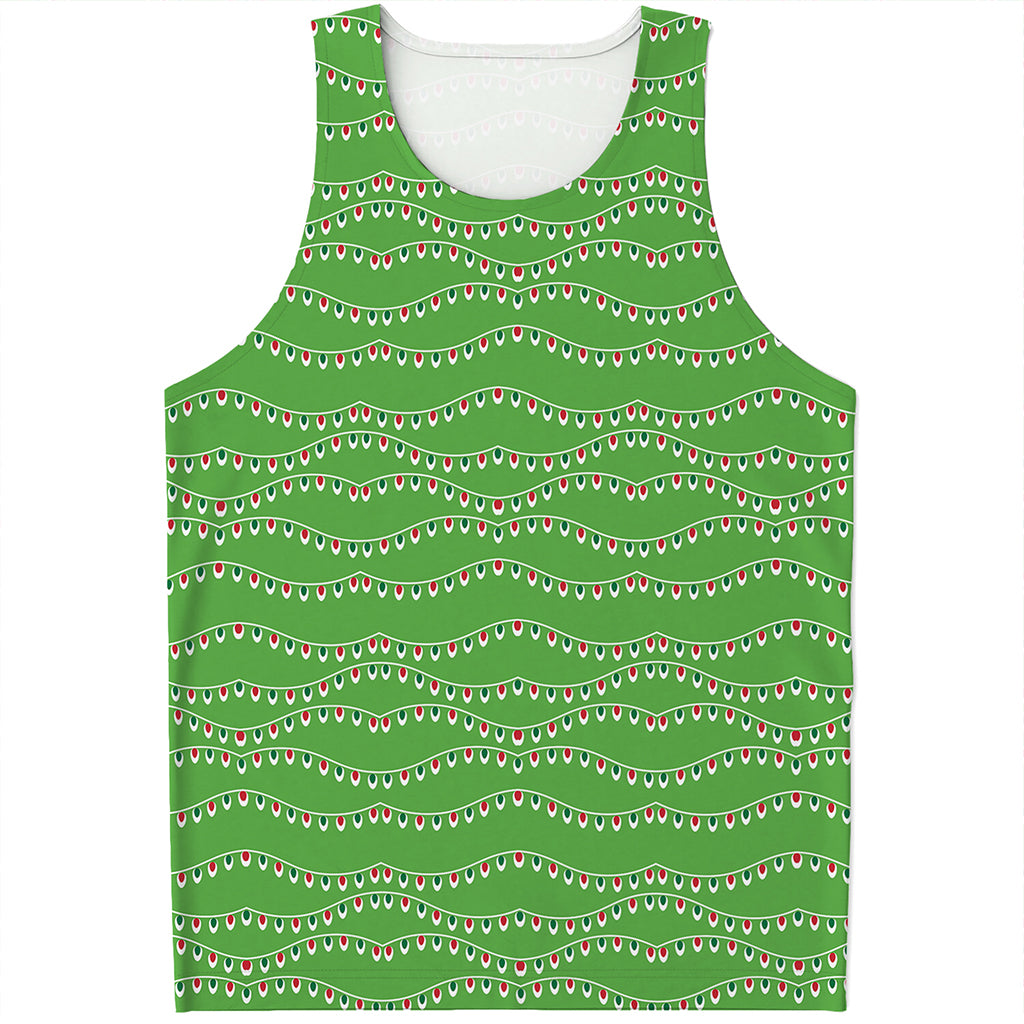 Merry Christmas Lights Pattern Print Men's Tank Top