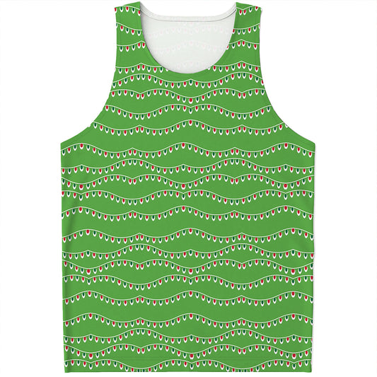 Merry Christmas Lights Pattern Print Men's Tank Top