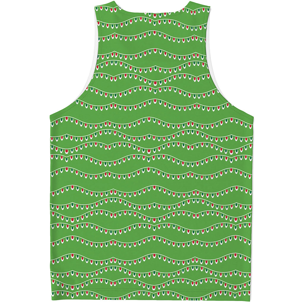Merry Christmas Lights Pattern Print Men's Tank Top