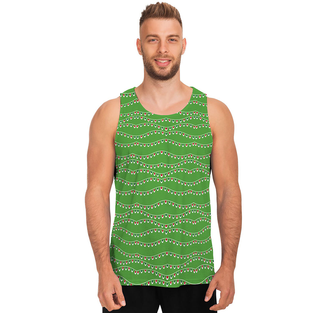 Merry Christmas Lights Pattern Print Men's Tank Top