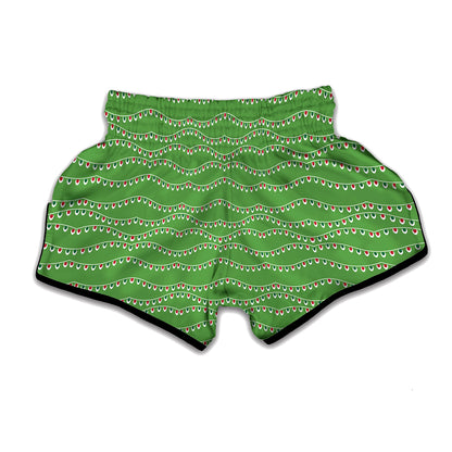 Merry Christmas Lights Pattern Print Muay Thai Boxing Shorts