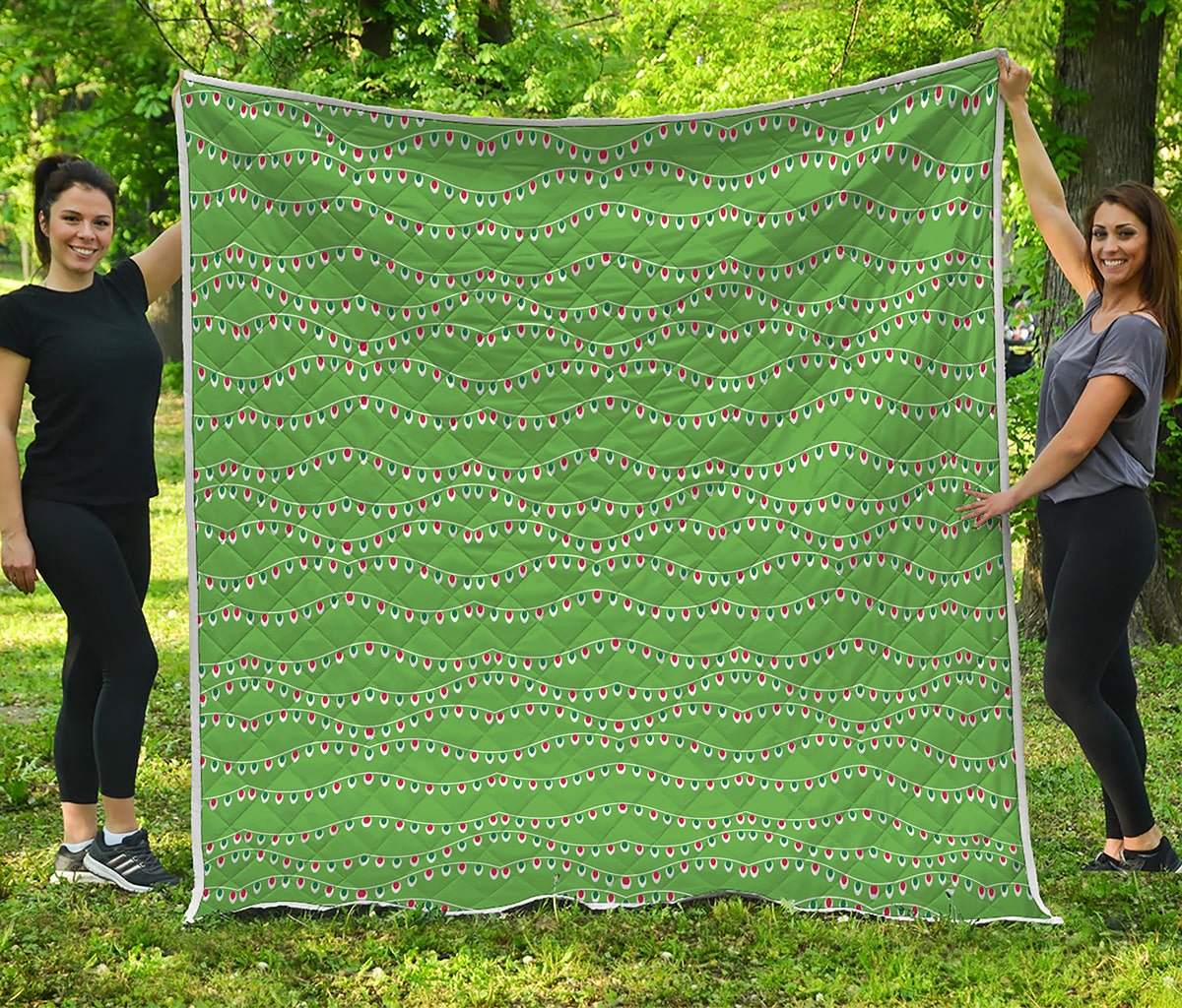 Merry Christmas Lights Pattern Print Quilt
