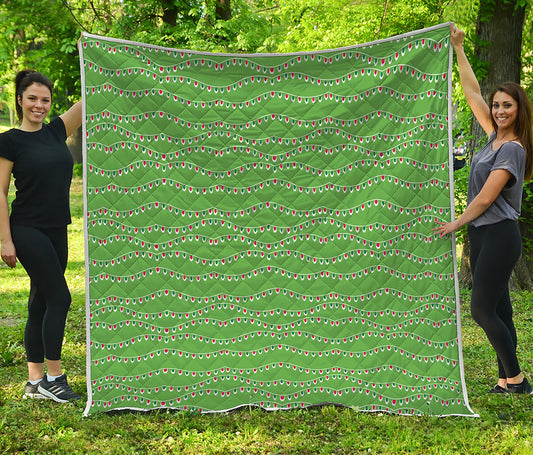 Merry Christmas Lights Pattern Print Quilt