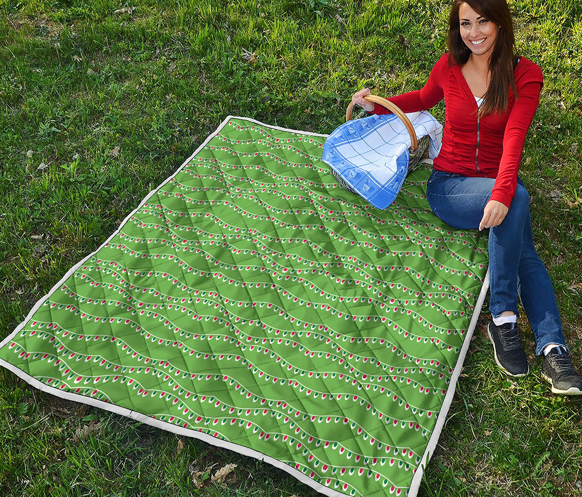 Merry Christmas Lights Pattern Print Quilt