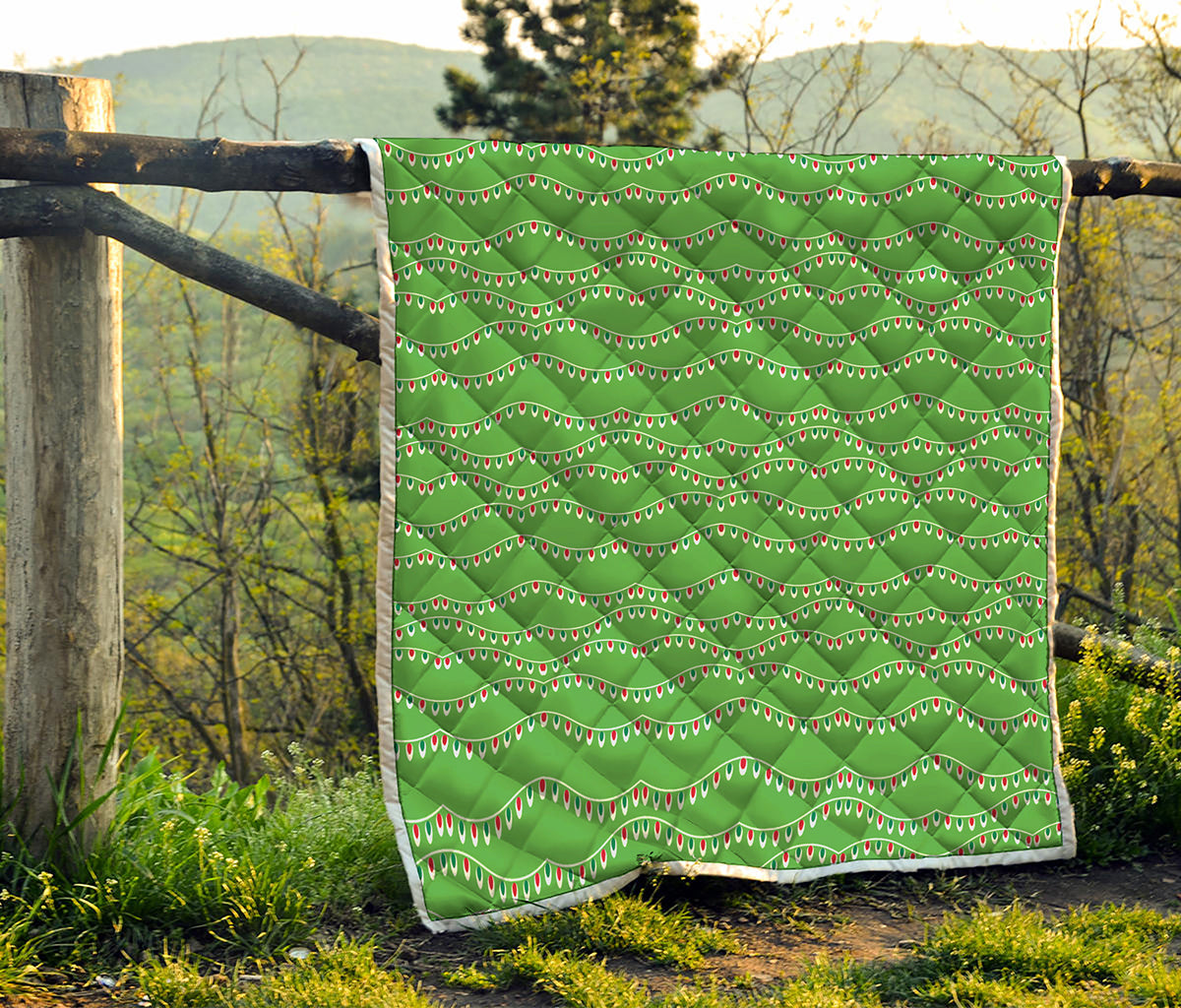 Merry Christmas Lights Pattern Print Quilt