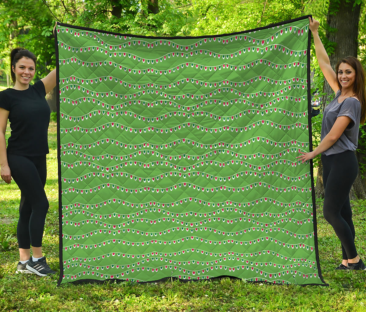 Merry Christmas Lights Pattern Print Quilt