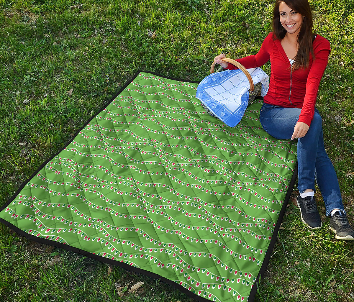 Merry Christmas Lights Pattern Print Quilt