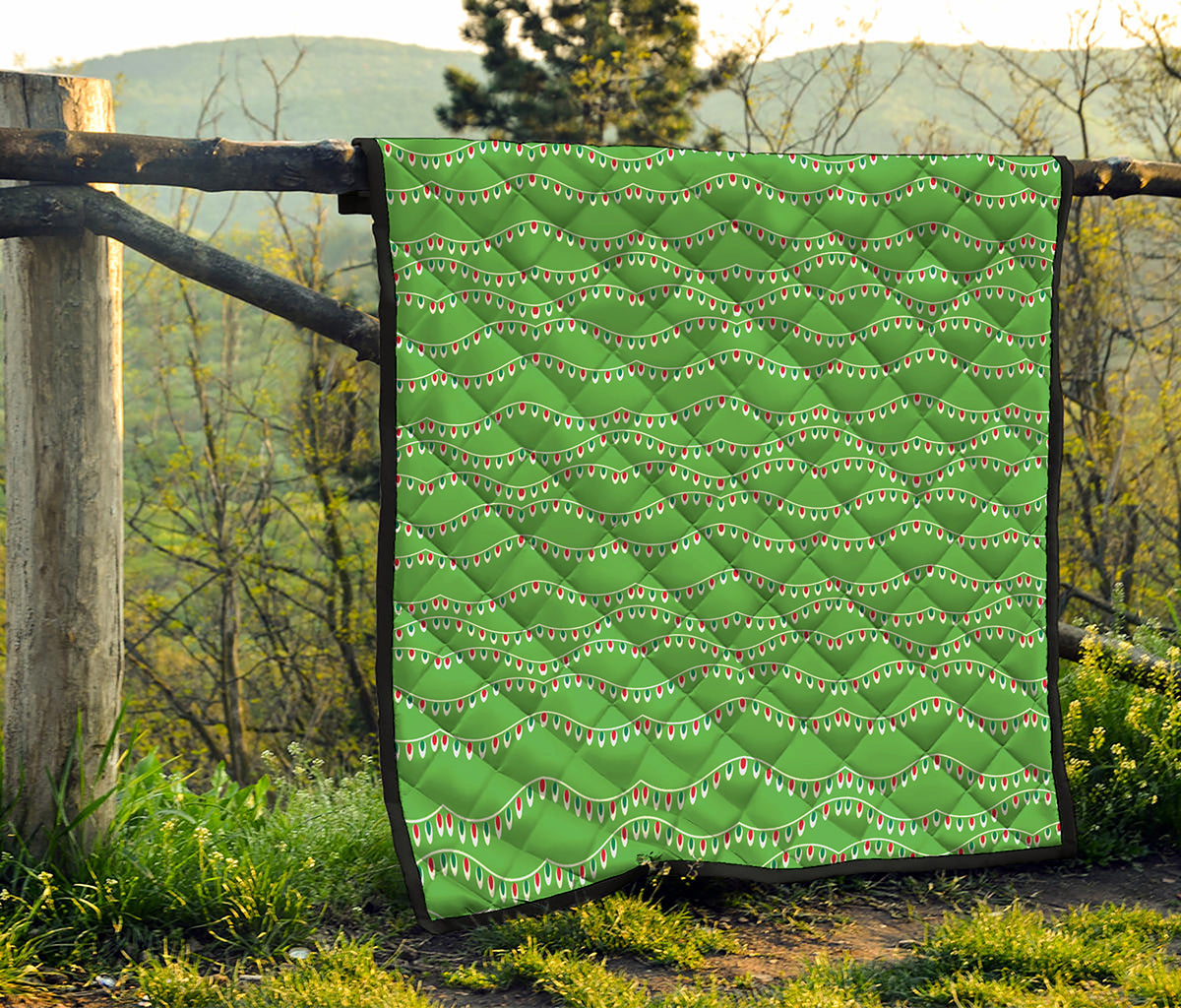 Merry Christmas Lights Pattern Print Quilt