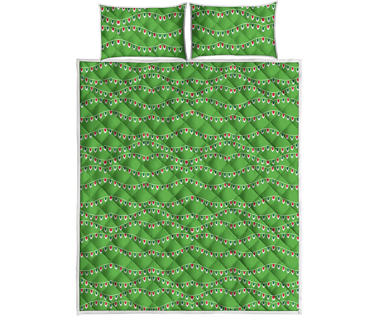 Merry Christmas Lights Pattern Print Quilt Bed Set
