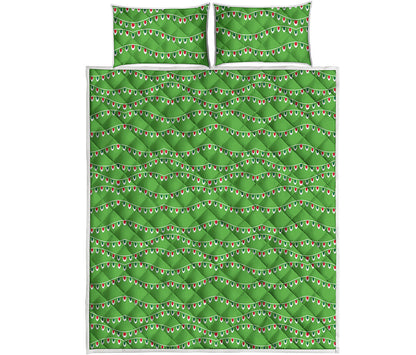Merry Christmas Lights Pattern Print Quilt Bed Set