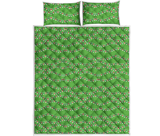 Merry Christmas Lights Pattern Print Quilt Bed Set