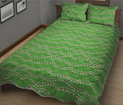 Merry Christmas Lights Pattern Print Quilt Bed Set