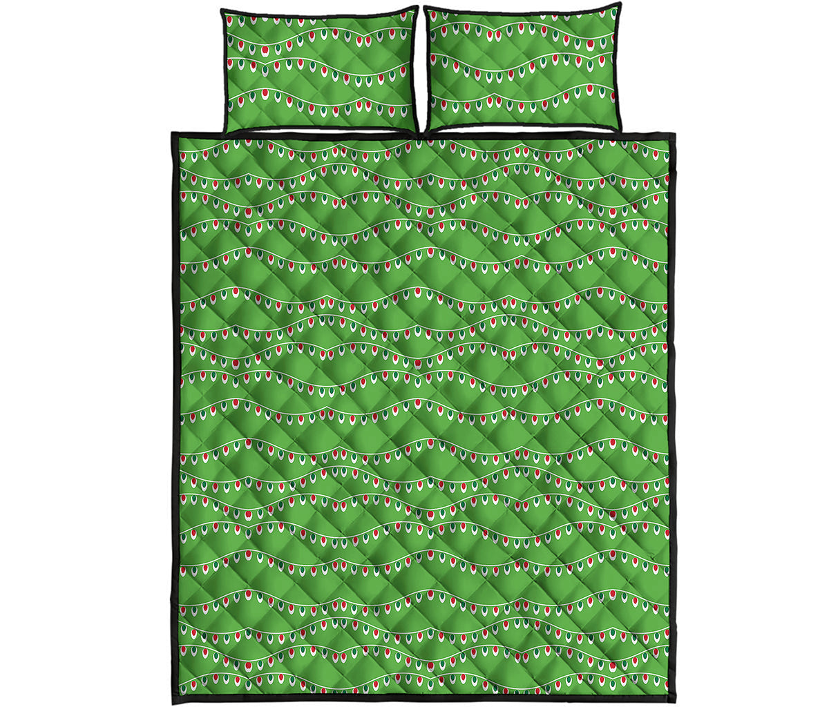 Merry Christmas Lights Pattern Print Quilt Bed Set