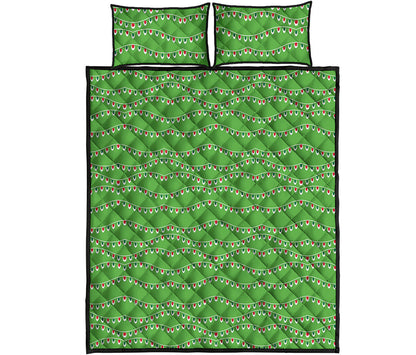 Merry Christmas Lights Pattern Print Quilt Bed Set