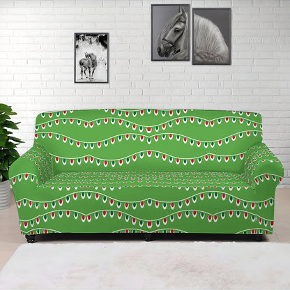Merry Christmas Lights Pattern Print Sofa Cover