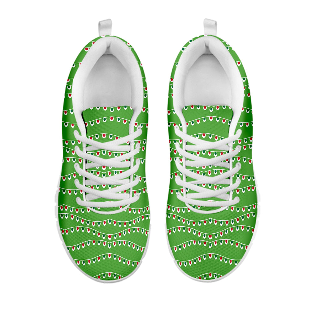 Merry Christmas Lights Pattern Print White Sneakers