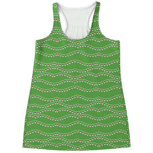 Merry Christmas Lights Pattern Print Women's Racerback Tank Top