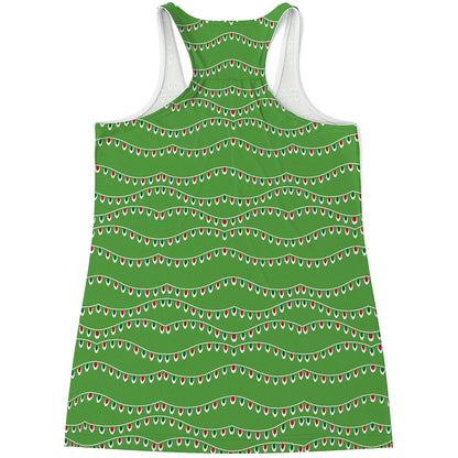 Merry Christmas Lights Pattern Print Women's Racerback Tank Top