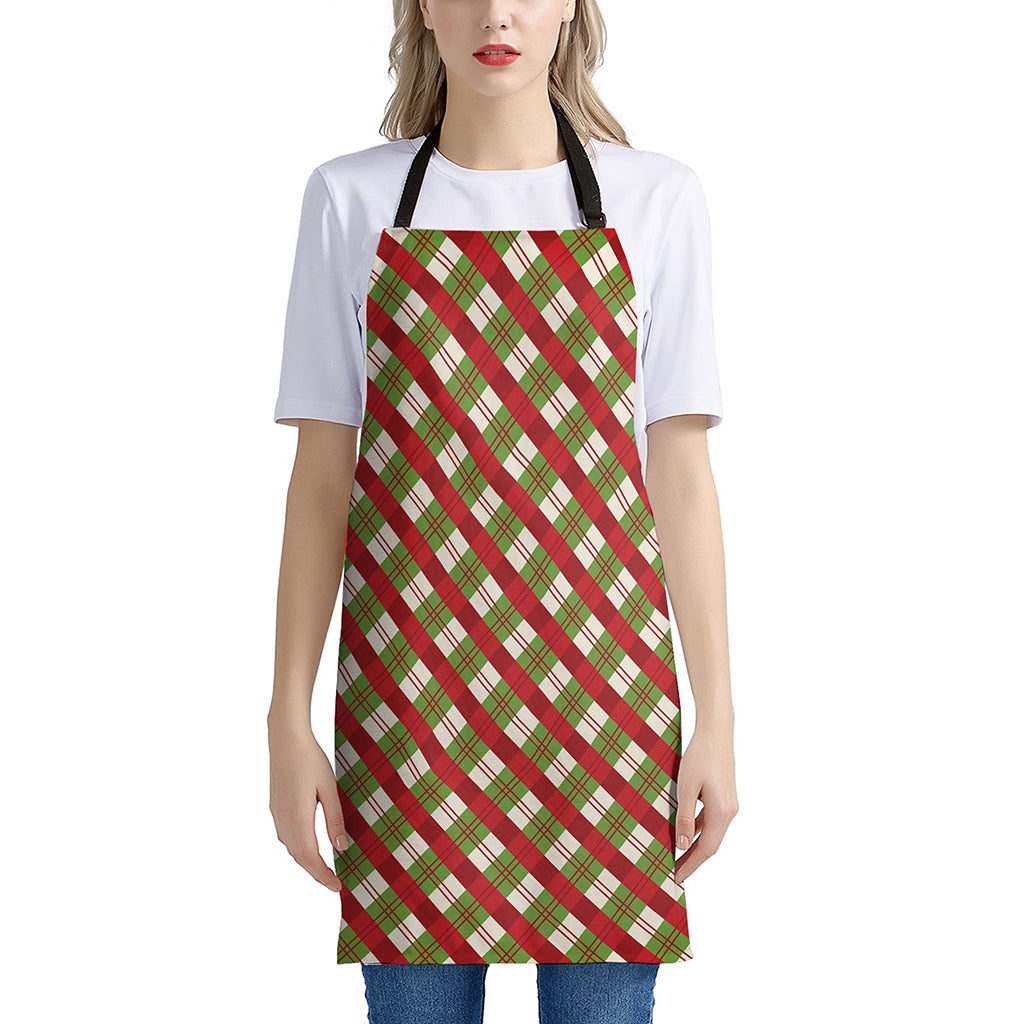 Merry Christmas Plaid Pattern Print Apron