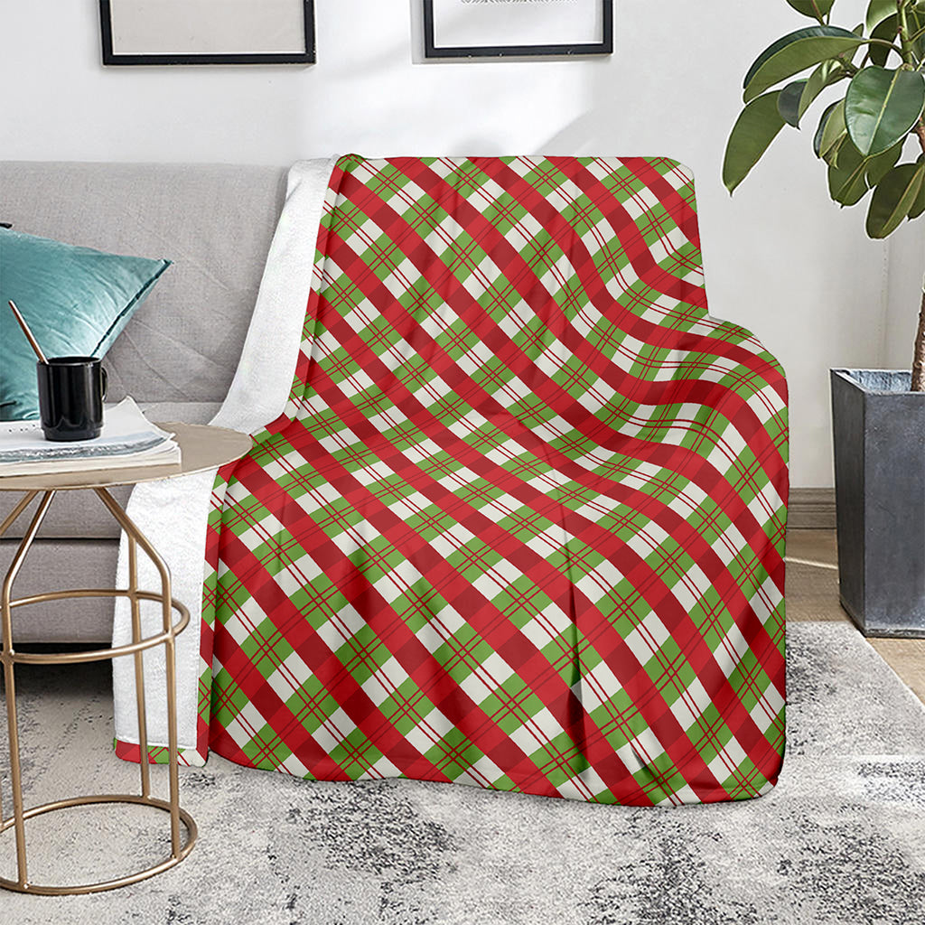 Merry Christmas Plaid Pattern Print Blanket