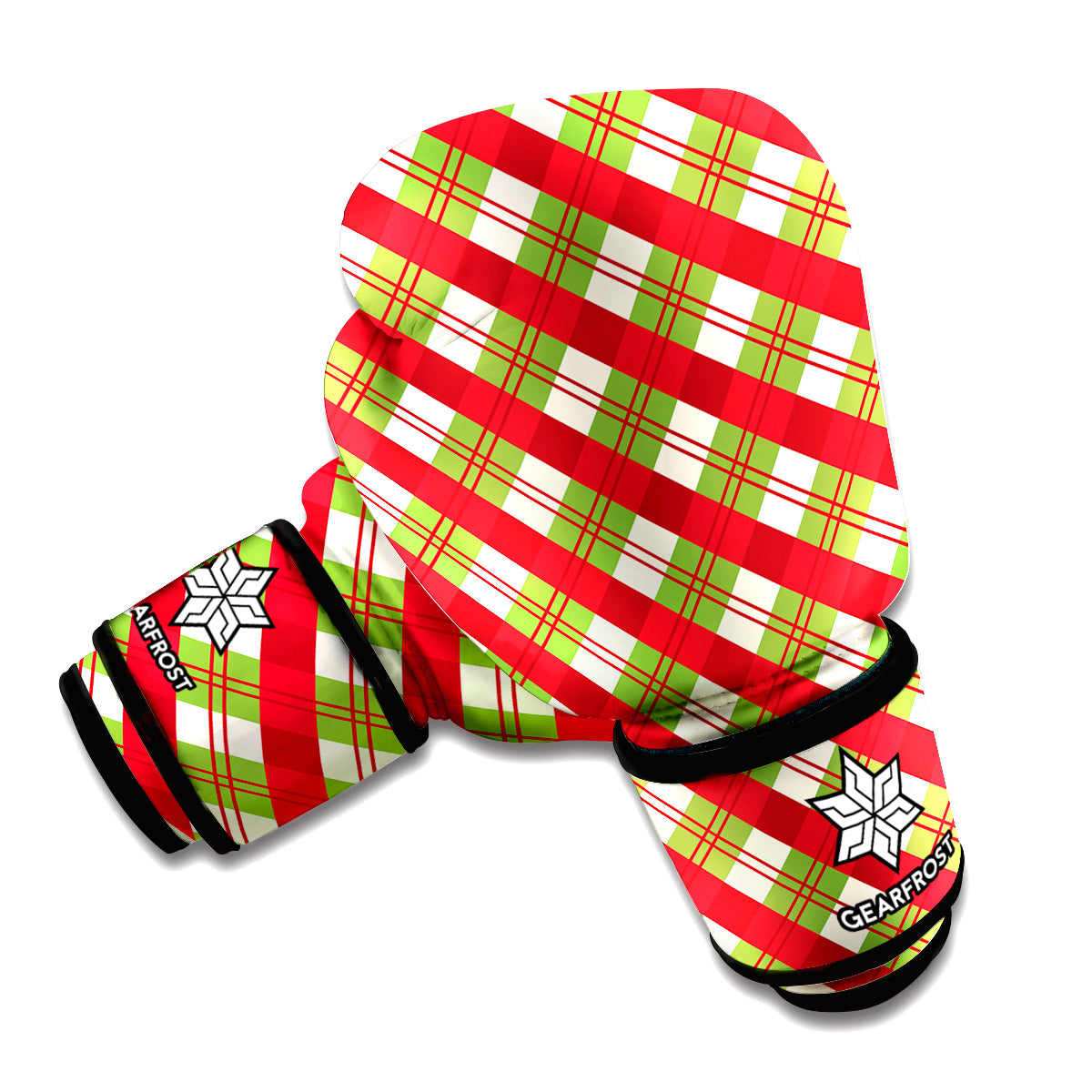 Merry Christmas Plaid Pattern Print Boxing Gloves