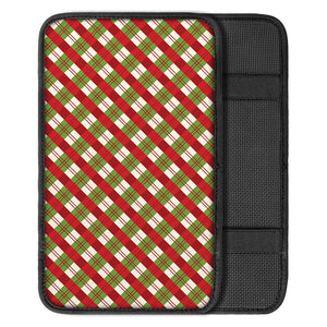 Merry Christmas Plaid Pattern Print Car Center Console Cover