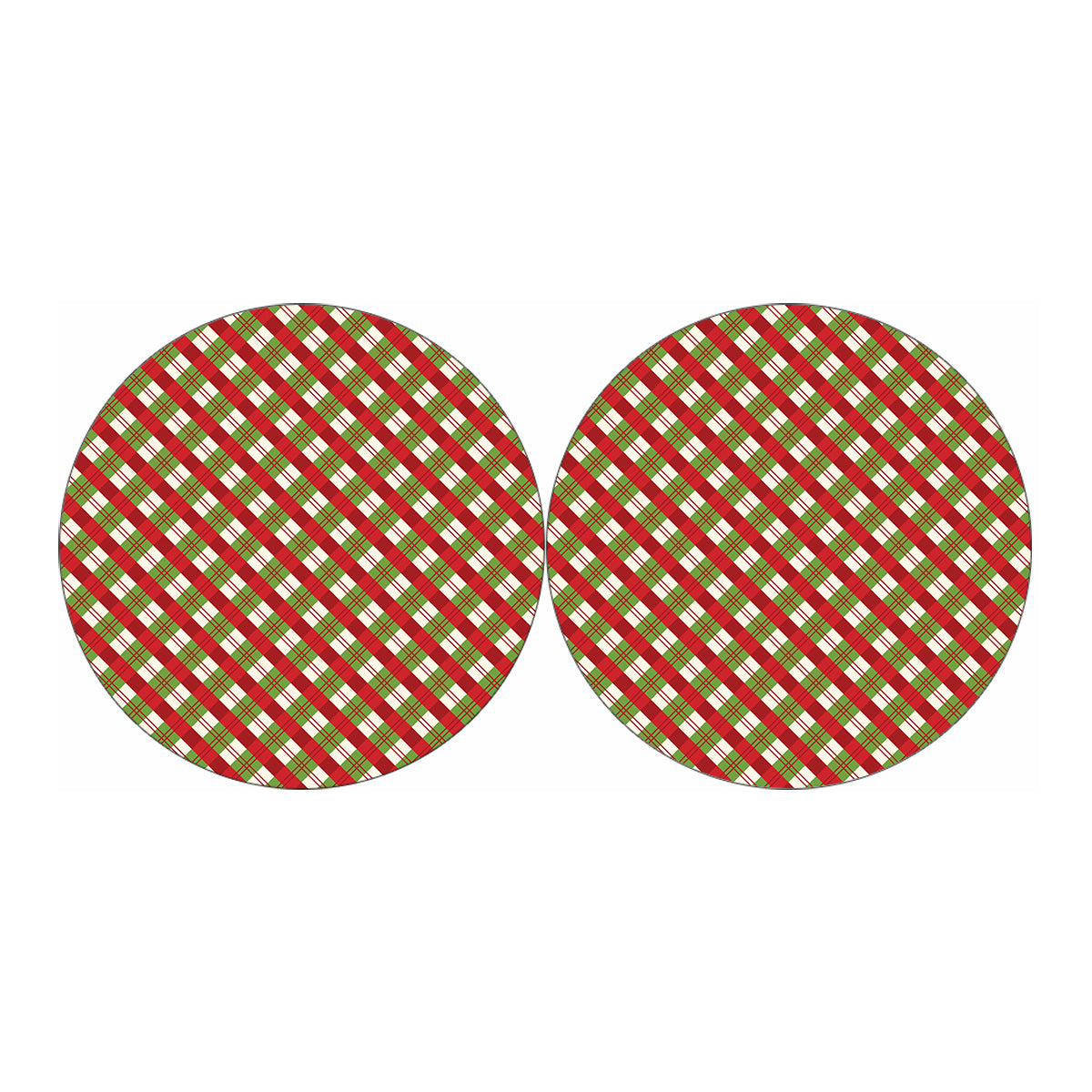 Merry Christmas Plaid Pattern Print Car Coasters