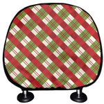 Merry Christmas Plaid Pattern Print Car Headrest Covers
