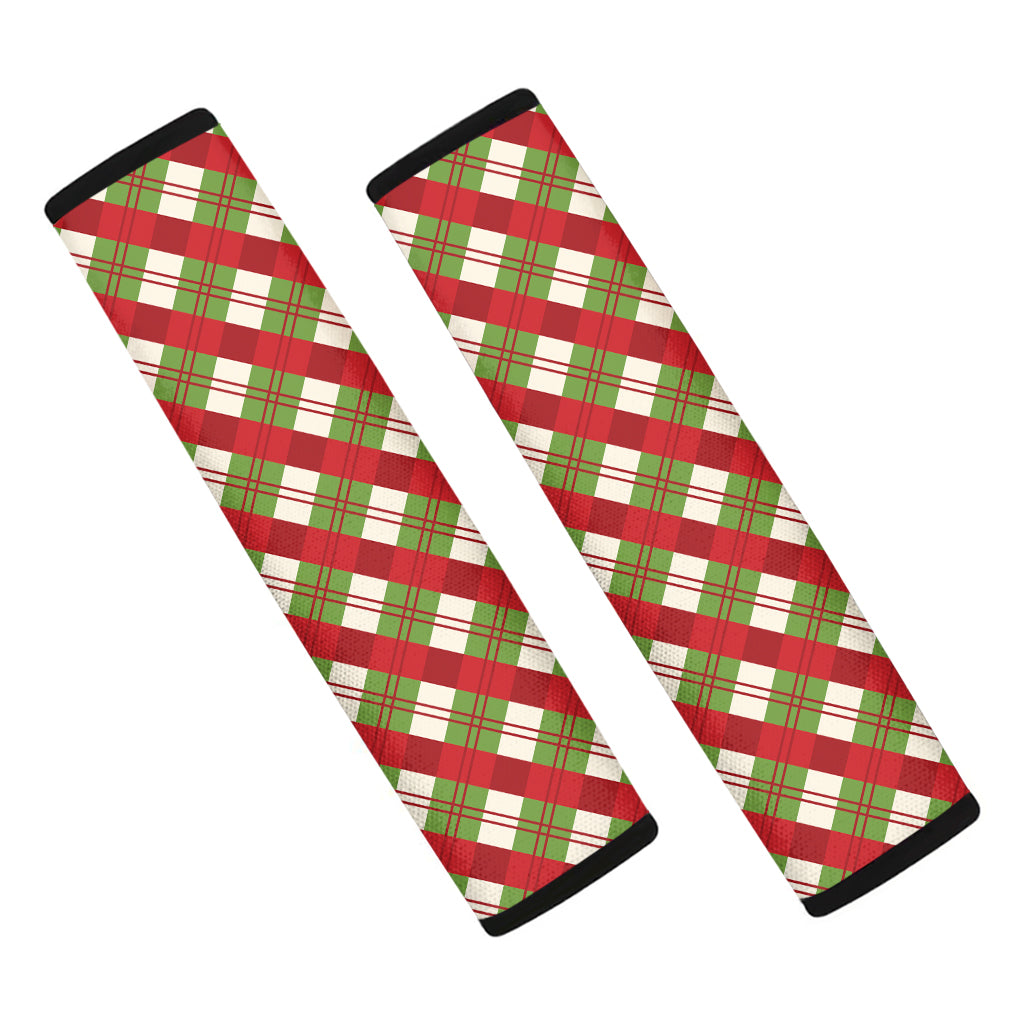 Merry Christmas Plaid Pattern Print Car Seat Belt Covers