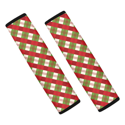 Merry Christmas Plaid Pattern Print Car Seat Belt Covers