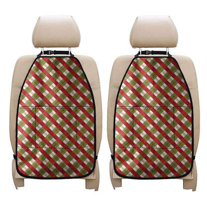 Merry Christmas Plaid Pattern Print Car Seat Organizers