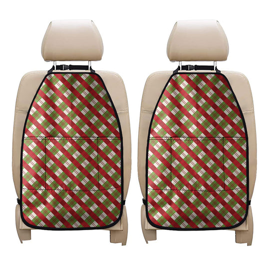 Merry Christmas Plaid Pattern Print Car Seat Organizers