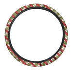 Merry Christmas Plaid Pattern Print Car Steering Wheel Cover