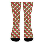 Merry Christmas Plaid Pattern Print Crew Socks