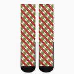 Merry Christmas Plaid Pattern Print Crew Socks